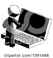 Poster, Art Print Of Ink Clergy Man Using Large Laptop Computer