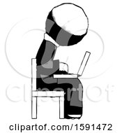 Poster, Art Print Of Ink Clergy Man Using Laptop Computer While Sitting In Chair View From Side
