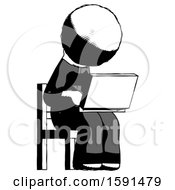 Poster, Art Print Of Ink Clergy Man Using Laptop Computer While Sitting In Chair Angled Right