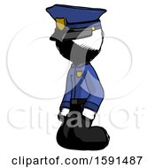 Poster, Art Print Of Ink Police Man Kneeling Angle View Left