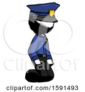 Ink Police Man Kneeling Angle View Right