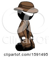 Ink Detective Man Kneeling Angle View Right
