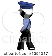 Poster, Art Print Of Ink Police Man Walking Away Direction Left View