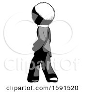 Poster, Art Print Of Ink Clergy Man Walking Away Direction Left View