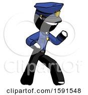 Poster, Art Print Of Ink Police Man Martial Arts Defense Pose Right