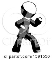 Ink Clergy Man Martial Arts Defense Pose Right