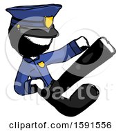 Poster, Art Print Of Ink Police Man Flying Ninja Kick Right