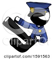 Poster, Art Print Of Ink Police Man Flying Ninja Kick Left