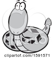 Clipart Of A Grayscale Diamondback Or Rattle Snake Mascot Royalty Free Vector Illustration by Johnny Sajem