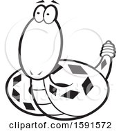 Clipart Of A Black And White Diamondback Or Rattle Snake Mascot Royalty Free Vector Illustration by Johnny Sajem