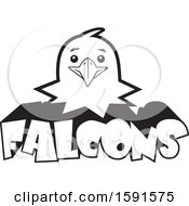 Poster, Art Print Of Black And White Falcon Mascot Head Over Text