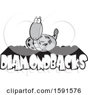 Poster, Art Print Of Grayscale Diamondback Snake Mascot Over Text