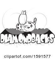 Poster, Art Print Of Black And White Diamondback Snake Mascot Over Text