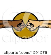Clipart Of Fist Bumping White And Black Hands With Tattoos Royalty Free Vector Illustration