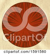 Poster, Art Print Of Textured Vintage Brown Crispy Paper With Red Circular Border And Tribal Design