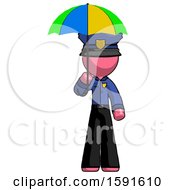 Poster, Art Print Of Pink Police Man Holding Umbrella Rainbow Colored
