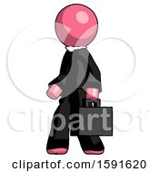 Poster, Art Print Of Pink Clergy Man Walking With Briefcase To The Left
