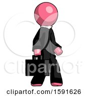 Poster, Art Print Of Pink Clergy Man Walking With Briefcase To The Right