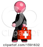 Poster, Art Print Of Pink Clergy Man Walking With Medical Aid Briefcase To Left
