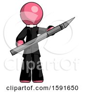 Poster, Art Print Of Pink Clergy Man Holding Large Scalpel