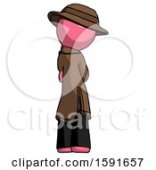 Poster, Art Print Of Pink Detective Man Thinking Wondering Or Pondering Rear View