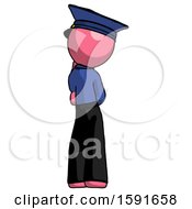 Poster, Art Print Of Pink Police Man Thinking Wondering Or Pondering Rear View