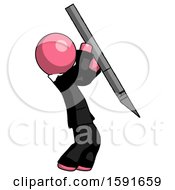 Poster, Art Print Of Pink Clergy Man Stabbing Or Cutting With Scalpel