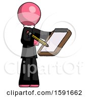 Poster, Art Print Of Pink Clergy Man Using Clipboard And Pencil