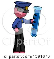 Poster, Art Print Of Pink Police Man Holding Large Test Tube