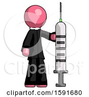 Pink Clergy Man Holding Large Syringe