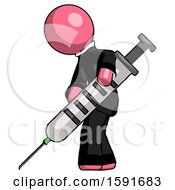 Pink Clergy Man Using Syringe Giving Injection
