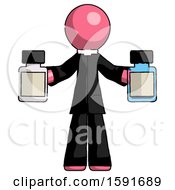 Poster, Art Print Of Pink Clergy Man Holding Two Medicine Bottles