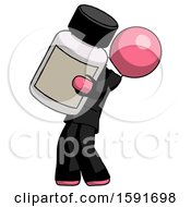 Poster, Art Print Of Pink Clergy Man Holding Large White Medicine Bottle