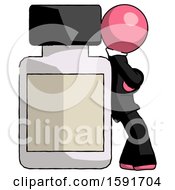 Poster, Art Print Of Pink Clergy Man Leaning Against Large Medicine Bottle