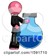 Poster, Art Print Of Pink Clergy Man Standing Beside Large Round Flask Or Beaker