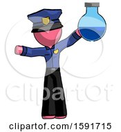 Poster, Art Print Of Pink Police Man Holding Large Round Flask Or Beaker
