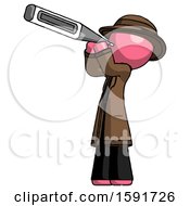 Poster, Art Print Of Pink Detective Man Thermometer In Mouth