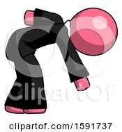 Poster, Art Print Of Pink Clergy Man Picking Something Up Bent Over