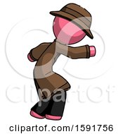 Poster, Art Print Of Pink Detective Man Sneaking While Reaching For Something