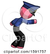 Poster, Art Print Of Pink Police Man Sneaking While Reaching For Something