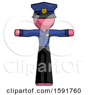 Poster, Art Print Of Pink Police Man T-Pose Arms Up Standing