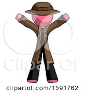 Poster, Art Print Of Pink Detective Man Surprise Pose Arms And Legs Out