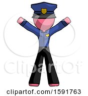 Poster, Art Print Of Pink Police Man Surprise Pose Arms And Legs Out