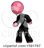 Poster, Art Print Of Pink Clergy Man Suspense Action Pose Facing Left