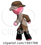 Poster, Art Print Of Pink Detective Man Suspense Action Pose Facing Left