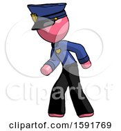 Poster, Art Print Of Pink Police Man Suspense Action Pose Facing Left