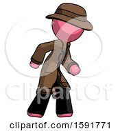 Poster, Art Print Of Pink Detective Man Suspense Action Pose Facing Right