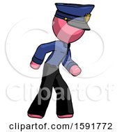 Poster, Art Print Of Pink Police Man Suspense Action Pose Facing Right