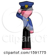 Pink Police Man Soldier Salute Pose