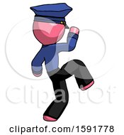 Poster, Art Print Of Pink Police Man Kick Pose Start